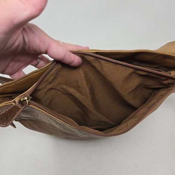 GREAT AMERICAN LEATHER WORKS Shoulder Bag Caramel Brown Purse Soft Boho Embossed - Picture 8 of 16